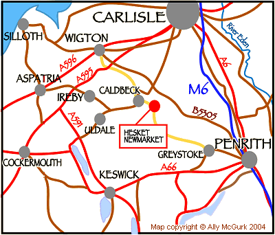 Map Showing The Location Of Hesket Newmarket Copyright 2004 Ally McGurk